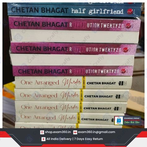 Best Selling Non Fictional Books by Chetan Bhagat.  List of Books: 1. Half Girlfriend by Chetan Bhagat 2. Revolution Twenty 20 3. One Arranged Murder  #Chetanbhagat #nonfictionalbooks #booklover #bookworm #exam360 #halfgirlfriend #onenightatcallcentre #bestselling #bestseller Non Fictional Books, Chetan Bhagat, Fictional Books, Half Girlfriend, List Of Books, Book Worms, The Twenties, Book Lovers, Education