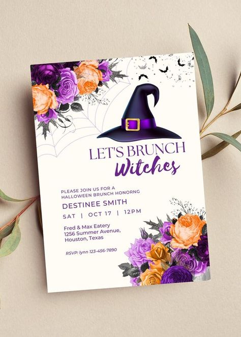 Editable Let's Brunch Witches Invitation, Halloween Brunch Invitation, Adult Halloween Invitation, Witch Invite Printable or Text Invitation Halloween fonts #halloweenfonts fonts #fonts font #font 2.1052 Halloween Brunch Invitations, Halloween Invitation Ideas, Shayla Wedding, Botox Business, Halloween Brunch, Adult Halloween Invitations, Adult Halloween Party Invitations, Witches Halloween Party, Halloween Costume Party Invitations