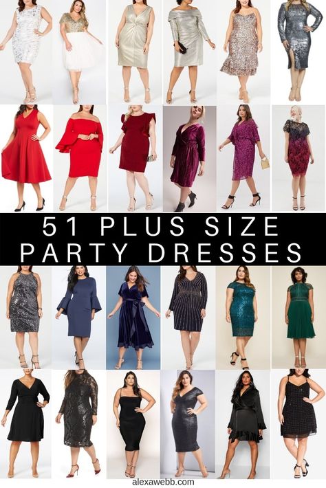 51 Plus Size Party Dresses Womens Cocktail Attire, Dress For Chubby Ladies, Plus Size Dresses For Party, Plus Size Holiday Dresses, Dress For Chubby, Dresses For Apple Shape, Cocktail Party Outfit, Plus Size Party, Hiking Pictures