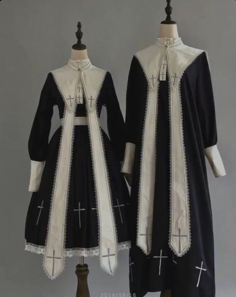 Cute Nun Outfit, Nun Aesthetic Outfit, Preist Outfits, Priest Outfit Drawing, Priest Outfit Aesthetic, Gothic Priest Outfit, Priest Aesthetic Outfit, Nun Outfit Aesthetic, Priest Outfit Design