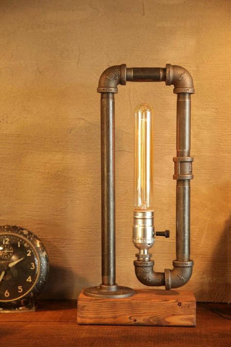 Lampe Steampunk, Base Clothing, Lampe Industrial, Steampunk Table, Industrial Pipe Lamp, Steampunk Lighting, Industrial Table Lamp, Industrial Steampunk, Pipe Decor