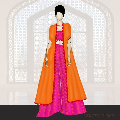 #indowestern #embroidery #illustration #digitalfashionillustration Plazo With Jacket, Crop Top Illustration, Jacket Sketch, Anniversary Dresses, Top And Plazo, Top Illustration, Anniversary Dress, Printed Crop Top, Fashion Illustration Dresses