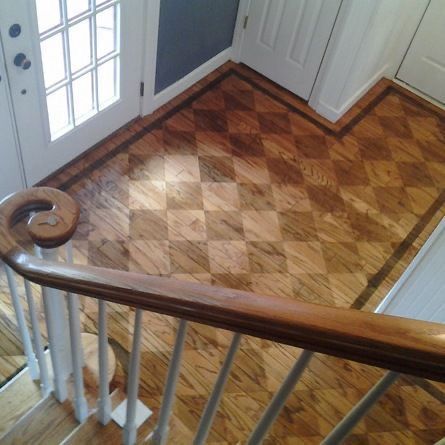 Dramatic Entryway, Checkerboard Floors, Victorian Stairs, Entry Nook, Entryway Floor, Farmhouse Foyer, Painted Wood Floors, Kitchen 2020, Victorian Floor