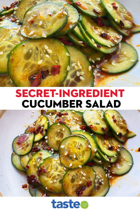 I’ve always loved cucumber salads. Especially cucumber salads with bold Asian flavours, such as garlic, soy and chilli. It seems like everyone’s loving cucumber salads right now, too. They’re exploding in popularity again thanks to TikTok. It’s easy to see why they’re such a viral sensation – cool, crisp cucumber is tossed with a zingy, salty, spicy dressing. It’s a feast for the senses and the very definition of low-effort cooking with big results. Logan’s Viral Cucumber Salad Recipe, Cucumber Salad Tiktok, Viral Cucumber Salad, Tiktok Cucumber, Cucumber Salads, Spicy Dressing, Easy Cucumber Salad, Cucumber Recipes Salad, Cucumber Recipes