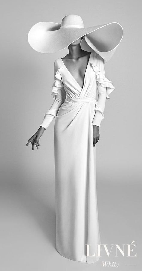 LIVNÉ WHITE - 2018 COLLECTION "ISABELLA' WEDDING GOWN | Chic wrap-look wedding dress made of crepe | Drop V-neckline bridal gown ruffle details all around its fitted long sleeves #weddingdress #weddingdresses #bridalgown #bridal #bridalgowns #weddinggown #bridetobe #weddings #bride #weddinginspiration #dreamdress #fashionista #weddingideas #bridalcollection #bridaldress #fashion #bellethemagazine #ido #dress Column Sheath Wedding Dress, Alon Livne, Mode Editorials, Sheath Wedding, Summer Wedding Dress, Mode Inspo, Neck Wrap, Wedding Dress Inspiration, White Photo