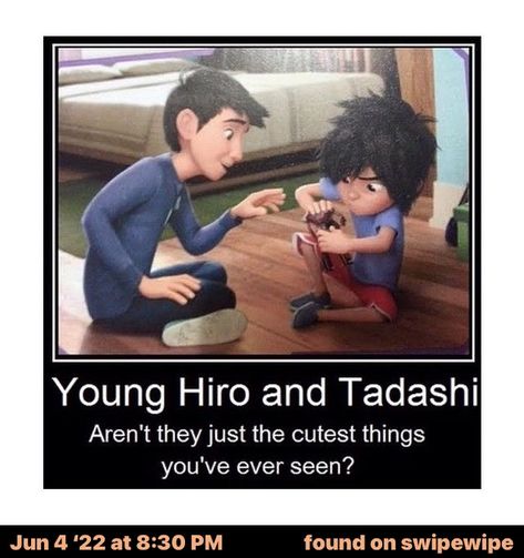 Big Hero 6 Tadashi, Hiro Hamada, Disney Theory, Funny Disney Jokes, Disney Characters Videos, Disney Facts, Movie Memes, Kids' Movies, Disney Jokes