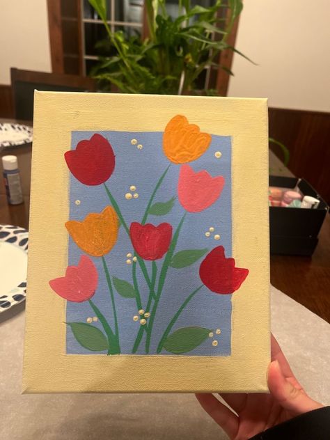 Inspo For Painting Easy, Simple Fun Painting Ideas, Easy Little Painting Ideas, Simple Flower Painting Easy, Beginners Painting Ideas Simple, Aesthetic Simple Paintings, Ideas De Pinturas Aesthetic, Painting Ideas Valentines, Cute And Easy Paintings On Canvas