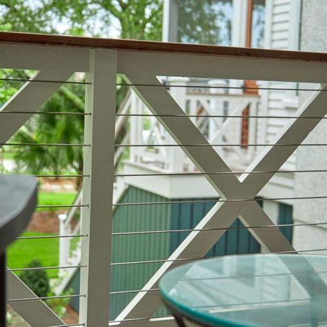 Cable Railing with Wood Posts Cable Railing Diy, Stainless Steel Cable Railing, Glass Railing System, Vinyl Railing, Wood Handrail, Cable Railing Systems, Stainless Steel Railing, Floating Stairs, Steel Railing