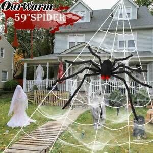 Spider Web Halloween Decorations, Huge Spiders, Fake Spider, Large Spiders, Spider Web Decoration, Halloween Spider Decorations, Spiders Scary, Spider Decorations, Creepy Spider