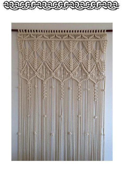 PDF Instructions Macrame Curtain. | Craftsy Diy Macrame Wall Hanging, Art Macramé, Pola Macrame, Macrame Yarn, No Sew Curtains, Macrame Curtain, Boho Curtains, Large Macrame, Micro Macramé