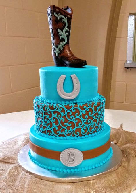 Lainey Wilson Birthday Cake, Country Birthday Cakes, Country Cakes, Boot Cake, Western Birthday Cakes, Turquoise Cake, Summer Birthday Cake, Cowgirl Cakes, Flat Cakes