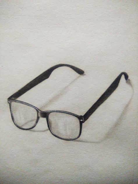 Eyeglasses Drawing Reference, Realistic Sketches Objects, Drawing Of Glasses, Sunglass Drawing, Sunglasses Drawing Reference, Eyeglasses Drawing, Easy Realistic Drawings, How To Draw Glasses, Glasses Sketch