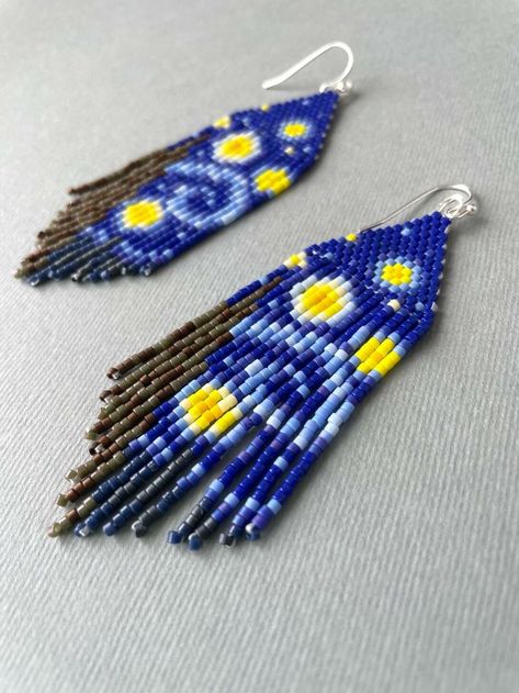 Miyuki Beads Pattern, Beautiful Beaded Earring, Seed Bead Jewelry Patterns, Seed Bead Pattern, Beaded Earrings Diy, Beaded Jewlery, Seed Bead Patterns, Diy Bracelets Patterns, Beaded Earrings Patterns