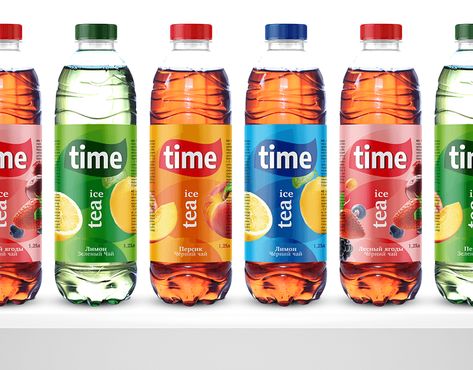 TIME ICE TEA - PACKAGING DESIGN :: Behance Iced Tea Packaging, Ice Tea Packaging, Custom Portfolio, Tea Packaging Design, Juice Packaging, Bottle Designs, Cool Drinks, Creative Careers, Ice Tea