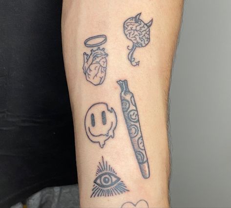 Pothead Tattoo, Juicebox Tattoo, Multiple Tattoos, Lighter Tattoo, Lsd Tabs, Smile Aesthetic, Wax Pot, Date Tattoos, Light Tattoo