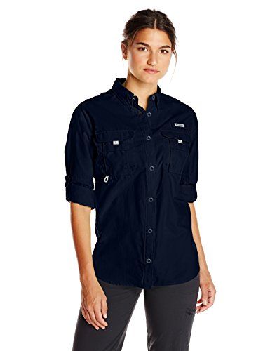 Columbia Womens Bahama Long Sleeve Shirt Collegiate Navy XSmall * See this great product. Black Dress Shirt, Woman Casual, Columbia Shirt, Summer Weather, Calvin Klein Women, Women Lifestyle, Hard Working, Under Armour Women, Columbia Sportswear