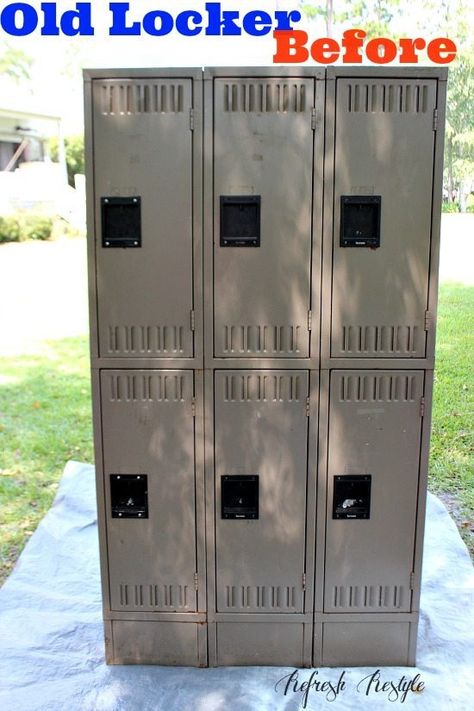 Locker Makeover - Finish Max Pro Fine Finish Sprayer before painting with chalk paint Locker Makeover, Diy Lockers, Old Lockers, Mudroom Locker, Diy Locker, How To Spray Paint, Vintage Lockers, Using A Paint Sprayer, Gym Lockers