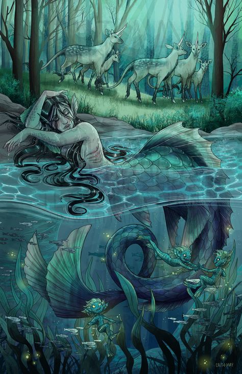 Forest Mermaid, Mermaid Artwork, Fantasy Mermaids, Mermaid Drawings, Mermaid Pictures, Mermaids And Mermen, Mythical Creatures Art, Mystical Creatures, Mermaid Art