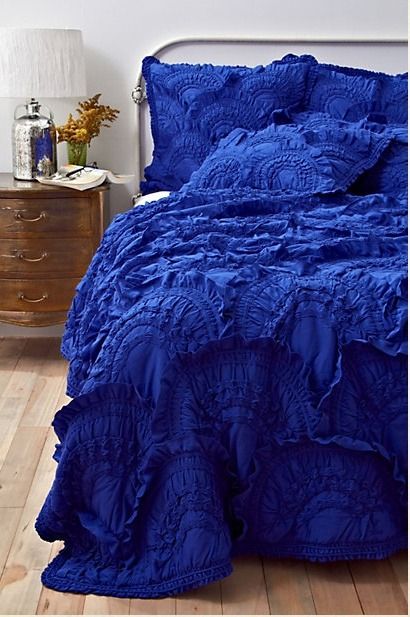 What I'm Crushing On: Cobalt Blue - Stacy Risenmay Royal Blue Bedrooms, Gold Bedroom Decor, Elegant Bedroom Decor, Romantic Bedroom Decor, Blue Bedroom Decor, Blue Comforter, Bedroom Minimalist, French Bedroom, Elegant Bedding