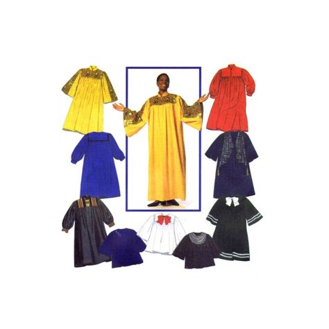 Church Choir Graduation Robe Gown Costume Simplicity 7336 Sewing Pattern Graduation Robe Pattern, Graduation Robes, Church Choir, Simplicity Sewing Patterns, Peasant Blouse, Vintage Sewing Patterns, Choir, Mandarin Collar, Red Plaid