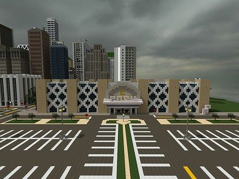 Minecraft Theatre Ideas, Minecraft Cinema Ideas, Movie Theater Minecraft, Minecraft Movie Theater, Minecraft Cinema, Minecraft Id, Minecraft Wall Designs, Minecraft Skyscraper, Minecraft Modern City