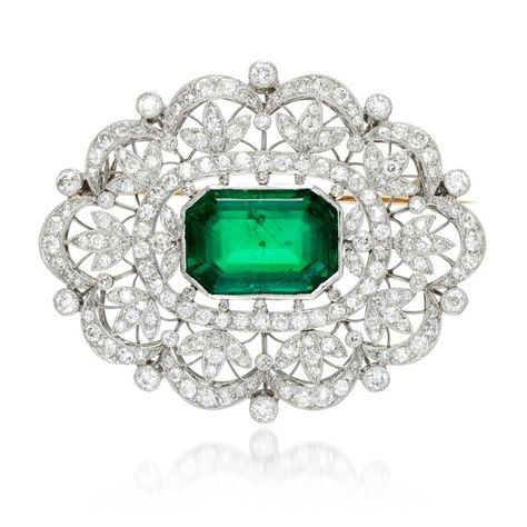 The Anglesey Emerald: an emerald and diamond brooch, circa 1900 | Classic Design Including Property of the Marquess of Anglesey | 2024 | Sotheby's Pin Necklace, Tiffany And Co Jewelry, Water Pearl Necklace, Pearl And Diamond Necklace, Diamond Brooch, Tiffany And Co, Gorgeous Jewelry, Diamond Design, Emerald Diamond