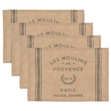 Amazon.com - Now Designs Burlap Placemats, Les Moulins Print, Set of 4 - Place Mats Diy Burlap Placemats, Country Wedding Centerpieces, Burlap Crafts Diy, Burlap Placemats, Country Turkey, Turkey Print, French Country Wedding, Rustic Background, Diy Burlap