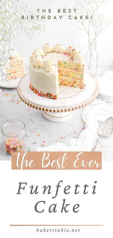 Best Funfetti Cake, Funfetti Cake Mix Recipes, Anniversary Post, Cake Decorating For Kids, Best Birthday Cake Recipe, Fluffy Vanilla Cake, Sprinkles Birthday Cake, Rainbow Layer Cakes, Bakers Table