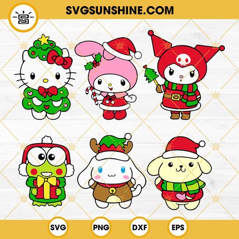 Sanrio Svg, Hello Kitty Navidad, Christmas Design Ideas, Cinnamoroll Christmas, Christmas Sanrio, Sanrio Christmas, Christmas Hello Kitty, Hello Kitty Christmas Tree, Christmas Kawaii