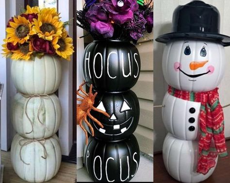 Do It Yourself Fall Decorations, Easy Thanksgiving Table Decor, Thanksgiving Table Decor Ideas, Fall Feast, Handmade Halloween Decorations, Pumpkin Stack, Fall Pumpkin Crafts, Fall Decor Diy Crafts, Fall Decor Dollar Tree