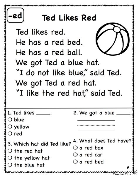 Reading Comprehension: Set 1 From Teacher Tam 181 Reading Comprehension Grade 1, Reading Practice Worksheets, Teaching Comprehension, Phonics Reading Passages, Reading Comprehension Practice, First Grade Reading Comprehension, Reading Comprehension For Kids, Reading Comprehension Kindergarten, Reading Comprehension Lessons