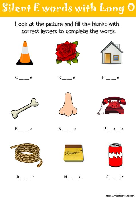 Silent E words with Long o worksheets for kids Silent E Worksheets, Long O Worksheets, Silent E Activities, Magic E Words, Silent E, Silent Words, Reading Comprehension For Kids, O Words, Phonics Posters