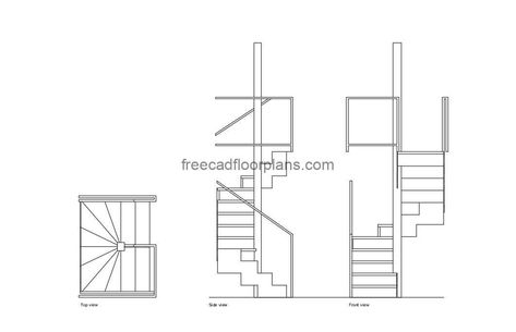 Square Spiral Staircase - Free CAD Drawings Square Spiral Staircase, Square Staircase, Pool Houses Plans, House Plans Design, Floor Plans House, One Storey House, Swimming Pool House, 2 Bedroom House Plans, Courtyard House Plans