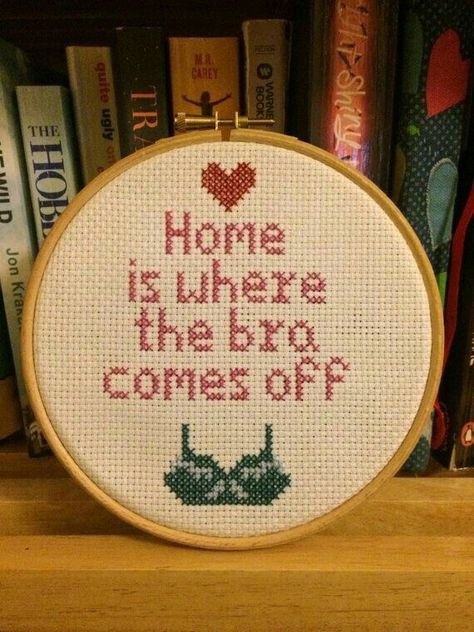 Cross Stitch Quotes, Stitch Quote, Funny Cross Stitch Patterns, Subversive Cross Stitch, Completed Cross Stitch, Pola Sulam, Cross Stitch Funny, Diy Cross Stitch, Home Is Where