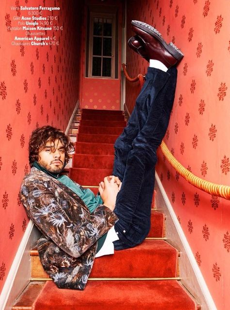 Stairs Photoshoot, Royal Tenenbaums, Marlon Teixeira, The Royal Tenenbaums, Male Models Poses, Mens Fashion Editorial, Mens Editorial, Wilhelmina Models, Fashion Photography Inspiration