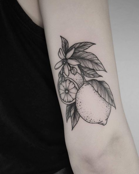 Fruit Tattoos, Lemon Tattoo, Botanisches Tattoo, Today I Am Thankful, Fruit Tattoo, Bff Tattoos, I Am Thankful, Botanical Tattoo, Time Tattoos