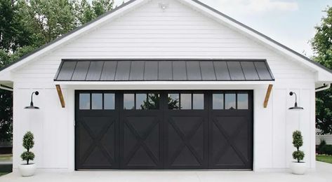 A 120-Year Old Farmhouse Gets a New Garage Farmhouse Garage Doors, Carriage House Garage Doors, Garage Door House, Single Garage Door, Black Garage, Carriage House Garage, Wood Garage, Modern Garage Doors, Farmhouse Garage