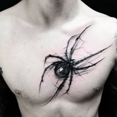 Black Widow Tattoo, Think Tattoo, Tone Ig, Small Chest Tattoos, Simple Tattoos For Guys, Men Tattoos Arm Sleeve, King Tattoos, Scary Tattoos, Muster Tattoos