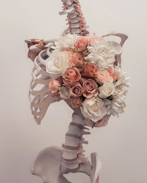 Wayne&Co™ A Skeleton, Skeleton, Human, Flowers, White