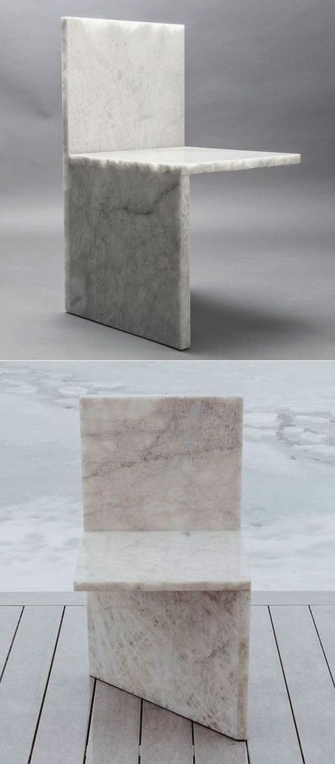 Stone Chair is a unique chair design made from pure marble. Carrying a visual anomaly, the marble chair is timeless, elegant furniture piece tailor-made for interiors. Stone Chair, Marble Chair, Small Chair For Bedroom, Marble Display, Design Objet, Unique Chairs Design, Stone Furniture, White Dining Room Chairs, Marble Accessories