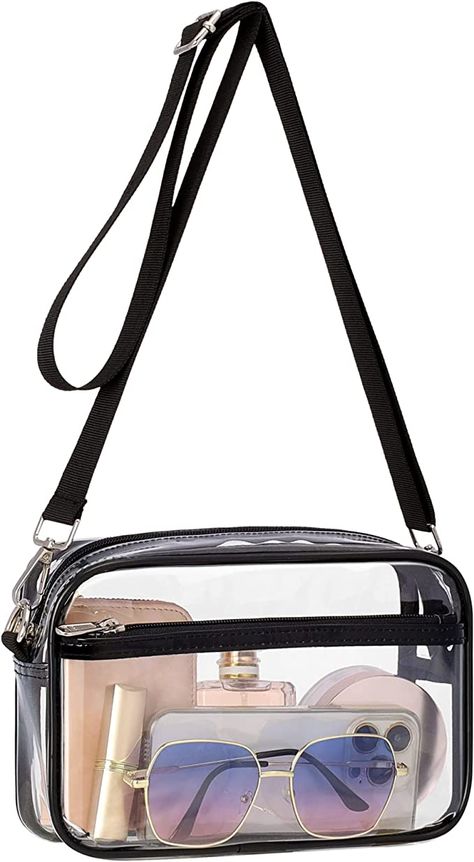 Stadium Approved Bag: Measuring 8.9 x 2.6 x 6.1 inches. 2 Separate Pockets. Detachable & Adjustable Strap. Multipurpose: Our clear crossbody bag stadium approved is stylish and practical accessory for various occasions; Whether used for travel, work, sports, concerts, festivals, carnivals, airports or everyday errands, this versatile bag is a useful addition to any wardrobe Umich Aesthetic, Concert Bags, Swift Concert, Clear Purses, Purses For Women, Taylor Swift Concert, Clear Bag, Travel Work, Clear Bags