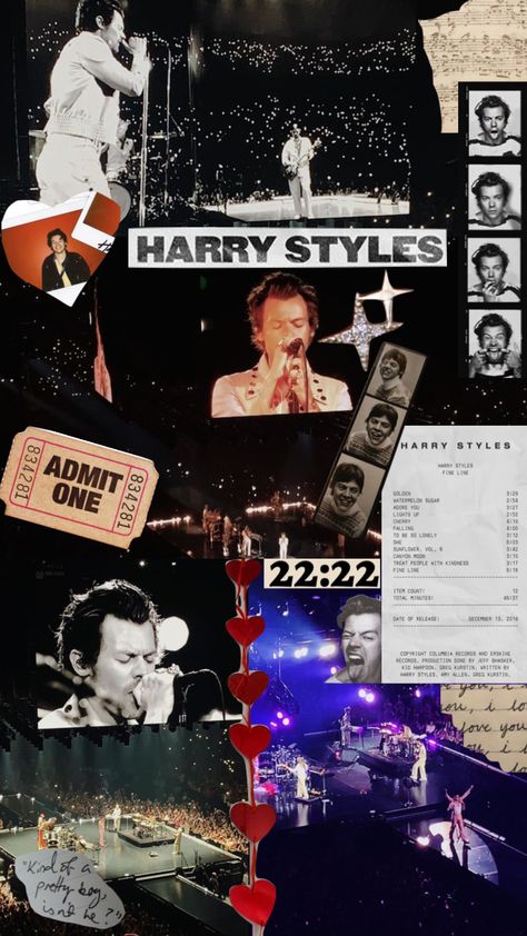 Concert Collage Ideas, Scrapbook Ideas Concert, Concert Scrapbook Ideas, Concert Collage, Concert Scrapbook, Collage Idea, Collage Board, Harry Styles Concert, Music Collage