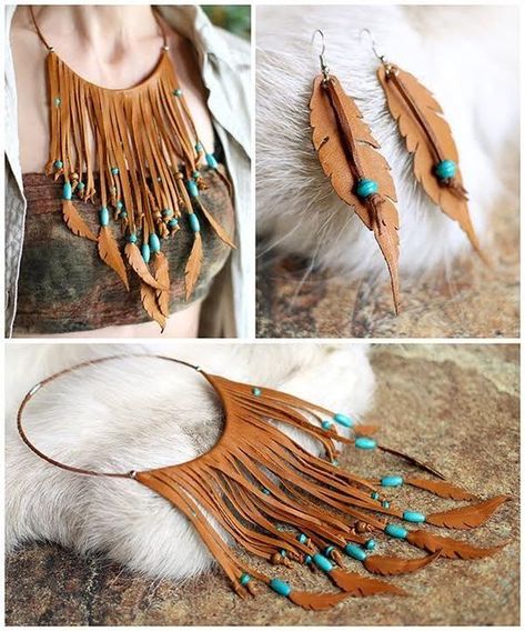 Western Upcycle, Crea Cuir, Leather Jewelry Diy, Diy Jewelry Earrings, Leather Jewellery, Idee Cosplay, Diy Things, Leather Art, Western Jewelry