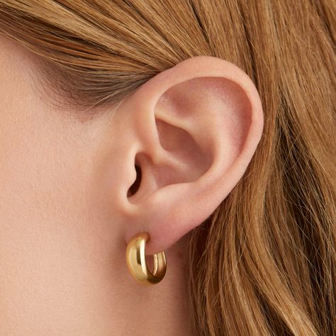 Dome Hoops | Mejuri 14k Gold Hoop Earrings, Gold Earrings For Women, Snake Jewelry, Snake Earrings, Single Earring, Bridesmaid Earrings, Gold Hoops, Selling Jewelry, Gold Hoop