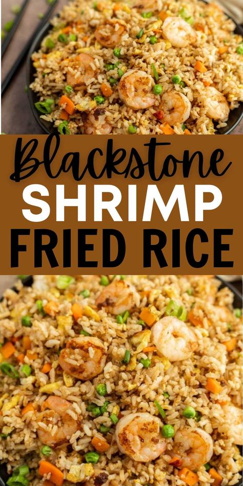 Black Stone Shrimp, Blackstone Shrimp, Outdoor Griddle Recipes, Griddle Cooking Recipes, Hibachi Recipes, Shrimp Fried Rice Recipe, Outdoor Cooking Recipes, Cooking Stone, Griddle Recipes