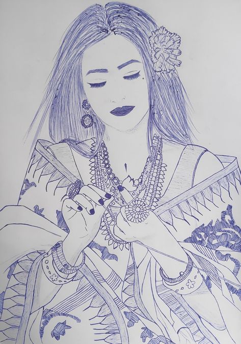 Manipuri Meitei Nupi Kundo Lengba Manipur Traditional Art, Manipur Traditional Dress, Pen Sketch, Dress Sketches, Realistic Art, Traditional Dress, Traditional Art, Traditional Dresses, Cute Wallpapers