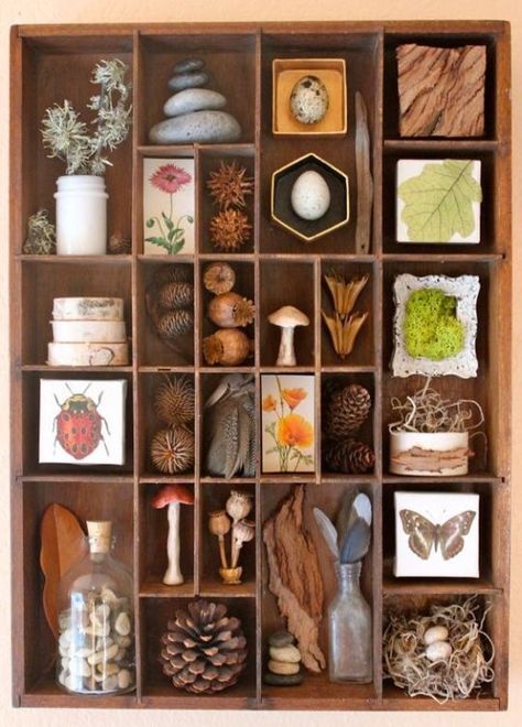 Shadow Box Kunst, Wood Art Diy, Art Coquillage, Instagram Challenge, Printers Tray, Shadow Box Art, Nature Inspired Decor, Art Organization, Assemblage Art