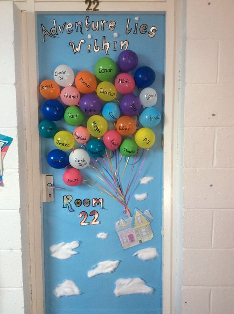 My Disney Up themed classroom door display for this term Disney Christmas Classroom, Preschool Door, Teacher Door Decorations, Disney Themed Classroom, Door Decorations Classroom Christmas, Spring Door Decoration, Christmas Door Decorating Contest, Christmas Classroom Door, Disney Classroom