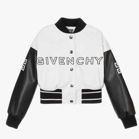 Givenchy Jacket, Baby Outerwear, Coat Design, Kids Logo, Bomber Jackets, Kpop Outfits, Girls Jacket, Kids Jacket, Swimwear Tops