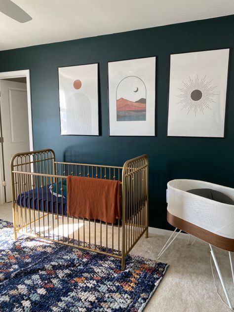 Gender Neutral Navy Nursery, Teal Nursery Gender Neutral, Teal Green Nursery, Rust And Navy Nursery, Navy Blue And Gold Nursery, Blue Green Orange Nursery, Navy Blue And Green Nursery, Boho Blue Nursery, Emerald Green Nursery Gender Neutral